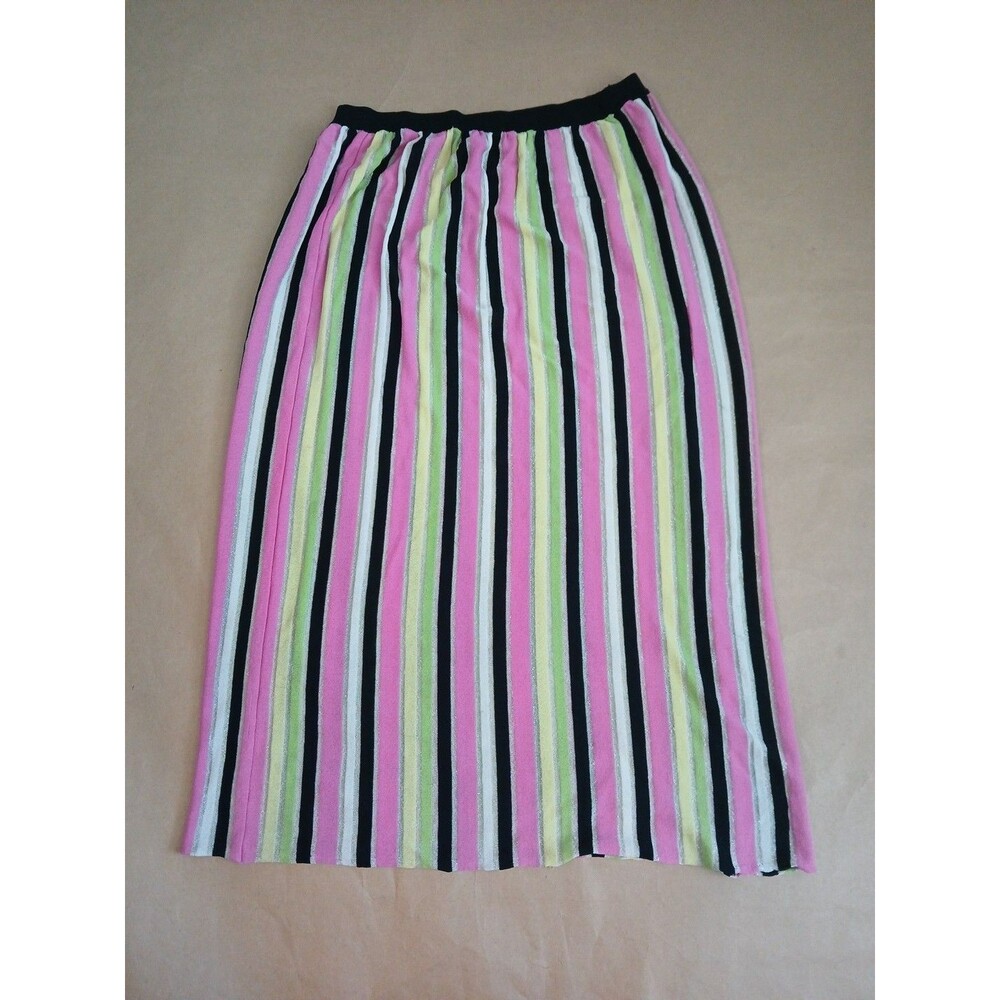 vintage luxury y2k Roccobarocco Striped Knit Midi Skirt Barbiecore SATC